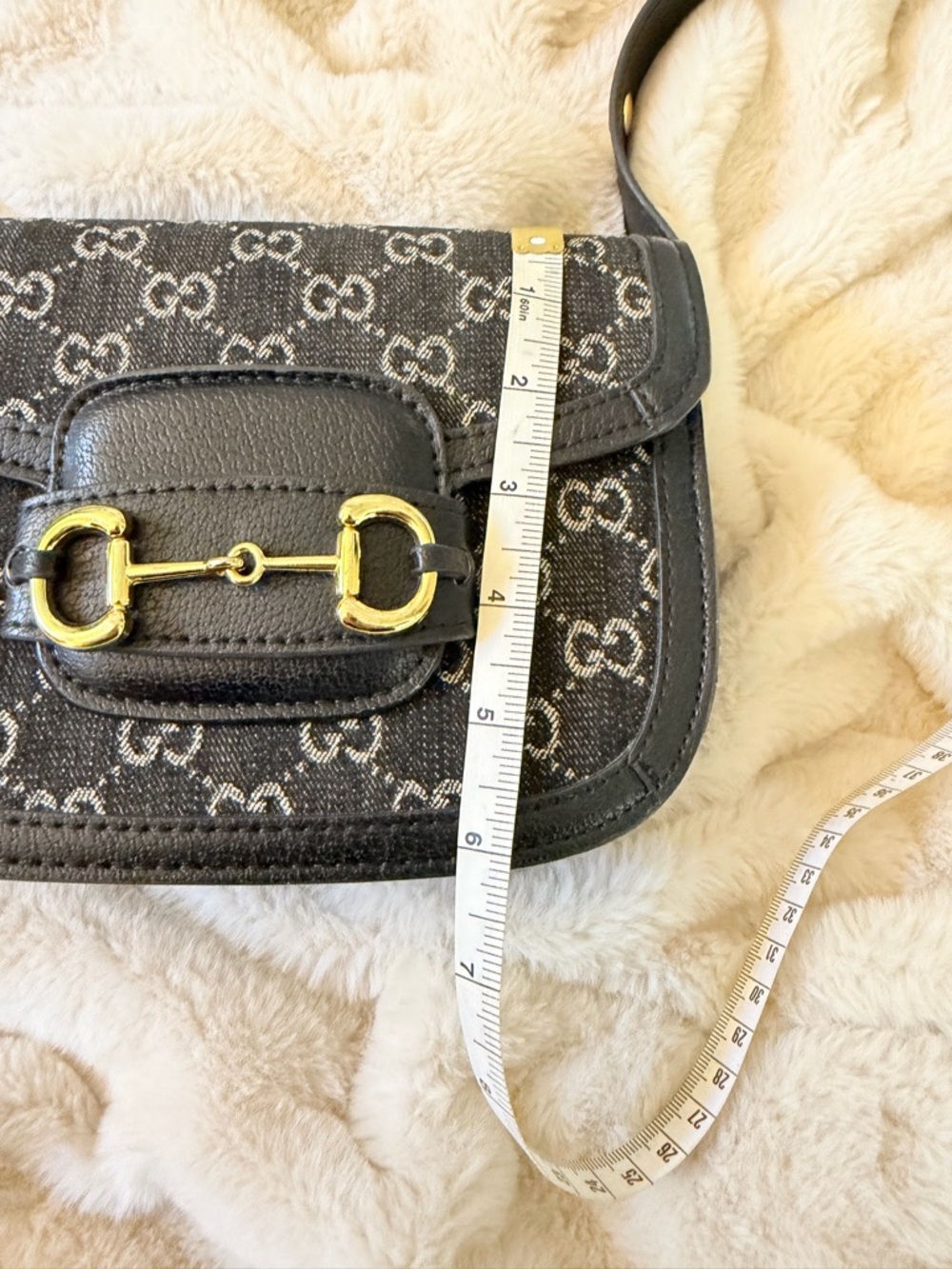 Gucci Horsebit 1955 Black GG Denim Shoulder Crossbody bag - Picture 9 of 13